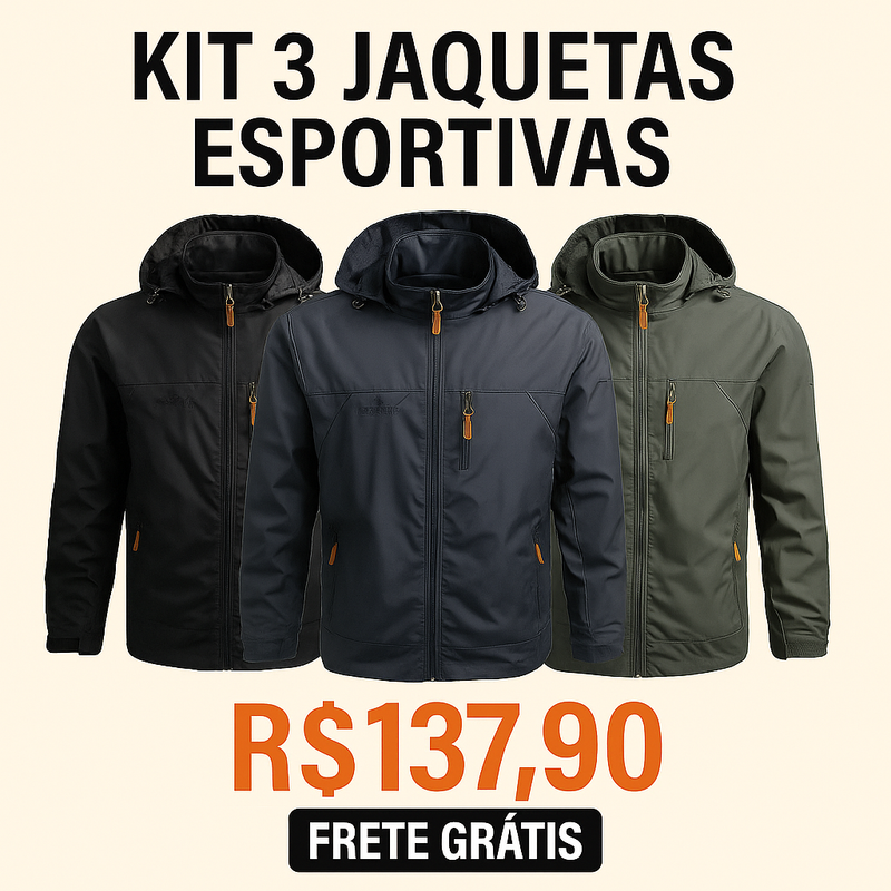 Kit 3 Jaqueta Militar Tática Masculina Operax em Nylon Reforçado com Poliéster + BRINDES: Cinto, Carteira e Relógio