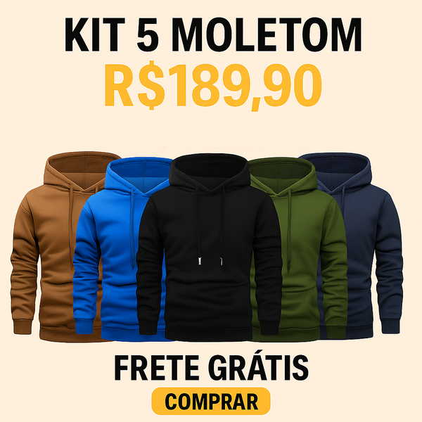 KIT 5 Blusas Moletom Canguru