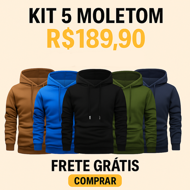 KIT 5 Blusas Moletom Canguru