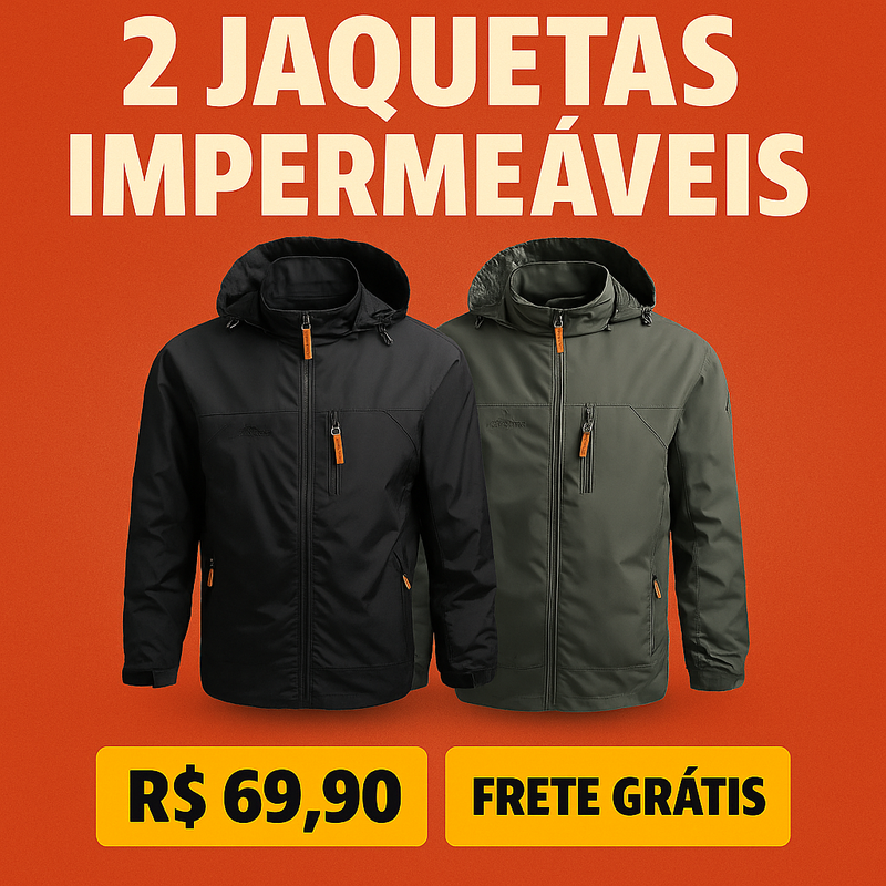 KIT 2 Jaqueta impermeável com capuz