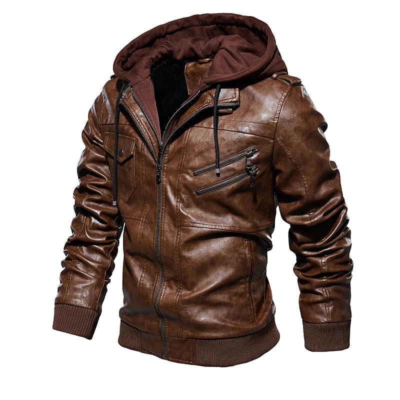 Jaqueta de Couro Masculina - Jones Carter + Brinde KIT FRIO
