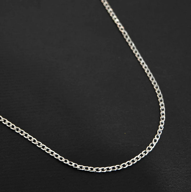 Cordão Corrente Elo Grumet Fino Aço Inox 316l Prateado